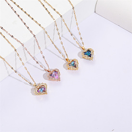 Ocean Heart Choker Necklace with Sparkling Zirconia for Women - Versatile Jewelry Design