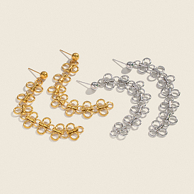 304 серьги-гвоздики с кисточками из нержавеющей стали в форме клевера