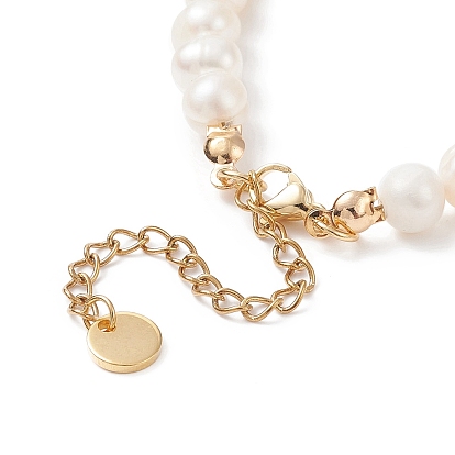 Lampwork Flower Charm Bracelet, Natural Pearl & Glass Beaded Dainty Bracelet for Women