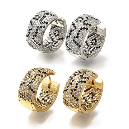 Серьги-кольца из латуни с микропаве из кубического циркония, с эмалью, долговечный, без свинца и без кадмия