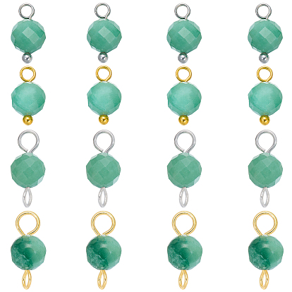 16 pièces 4 styles peuvent pendentif et breloques connecteurs en fuchsite naturelle avec pierre de naissance, ronde, avec les accessoires en laiton