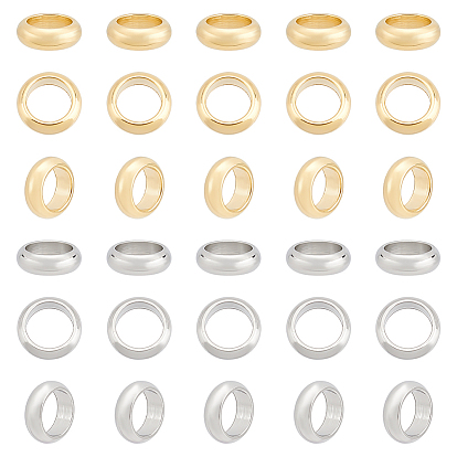 60шт. 2 цвета 201 разделительные бусины из нержавеющей стали, рондель