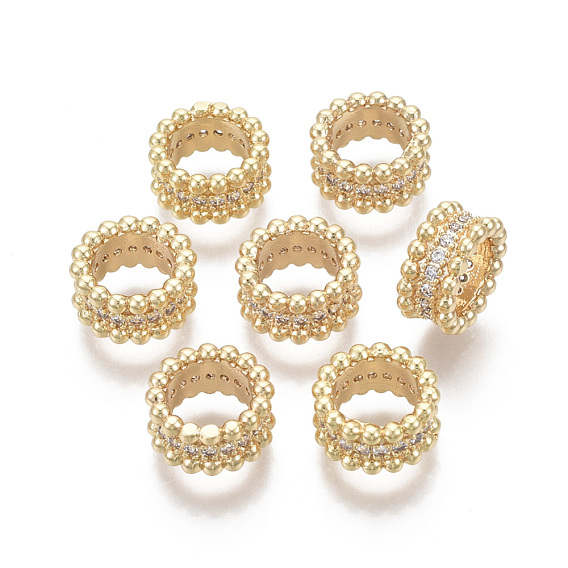 Messing Micro Pave klare Zirkonia Perlen, Nickel frei, echt 18 k vergoldet, Ring