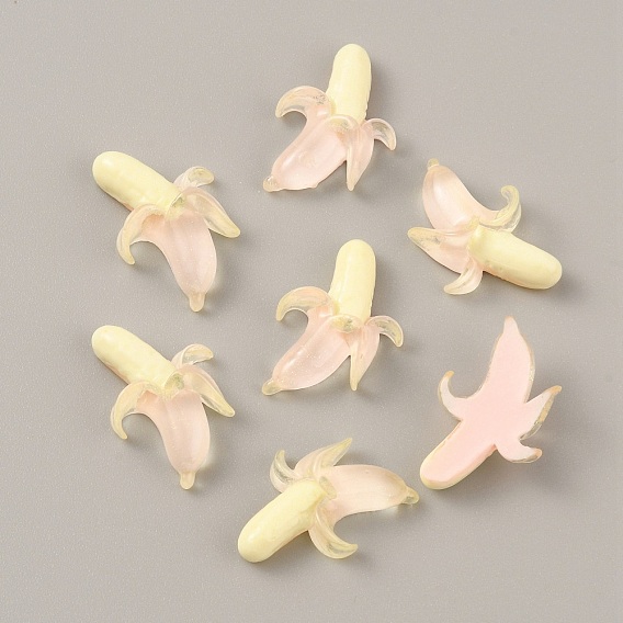 Кабошоны из полупрозрачной смолы, имитация очищенного банана