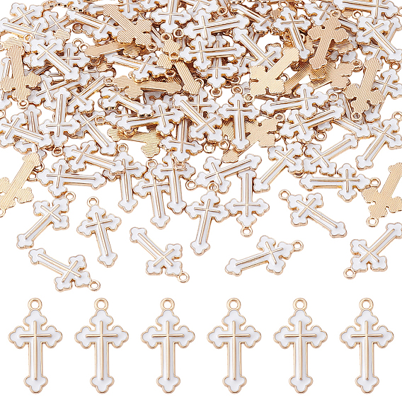 100 шт. Подвески из сплава эмали, крестик, золотой свет
