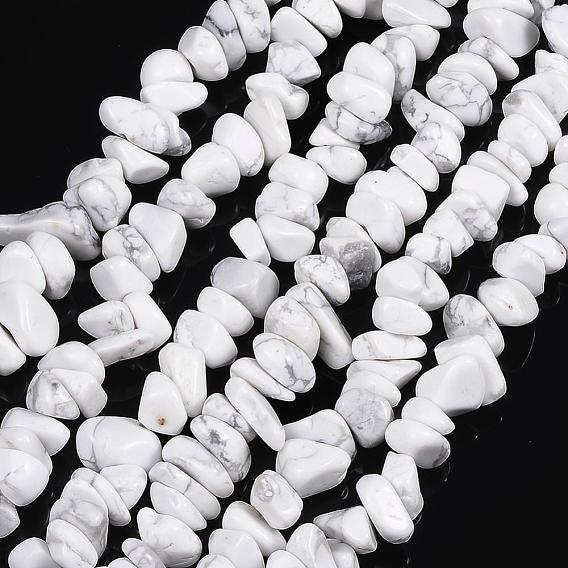 Synthetical Howlite Chips Beads Strands, 5~8mm, Hole: 0.3mm, about 80~81cm