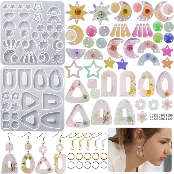DIY Food Grade Silicone Pendant Molds, Resin Casting Molds, Clay Craft Mold Tools, Square