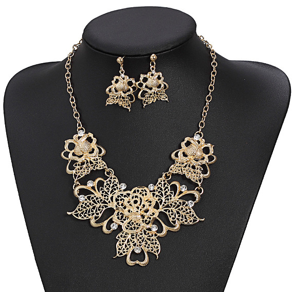 Комплект из ожерелья с подвеской из цветочного сплава и серег-гвоздиков