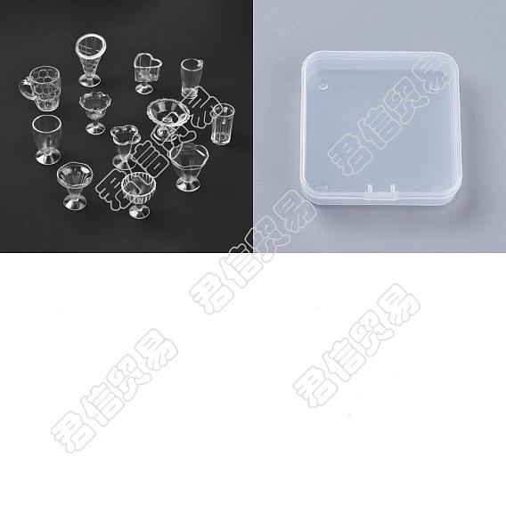12 Juego de vasos de plástico transparente para juegos de comida., tazas en miniatura de simulación, juguetes de molde de arcilla para niños