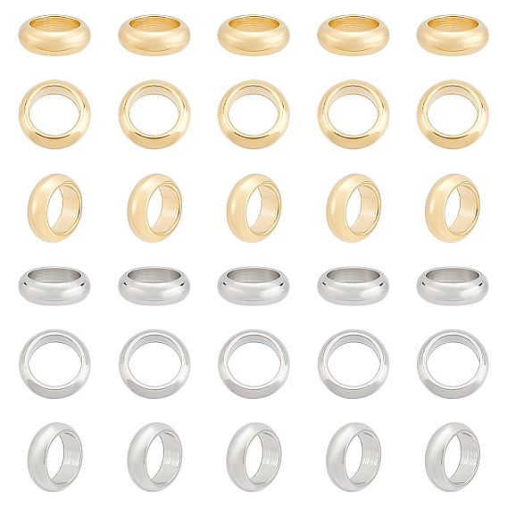 60шт. 2 цвета 201 разделительные бусины из нержавеющей стали, рондель