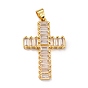 Brass Micro Pave Clear Cubic Zirconia Pendants, Cross
