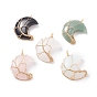 Natural & Synthetic Gemstone Pendants, with Real 18K Gold Plated Copper Wire Wrapped, Moon
