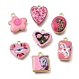 Printed Brass Pendants, Square/Rectangle/Heart/Flower/Oval Charms, Pink