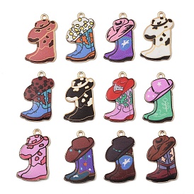 Подвески из эмалевой ткани из богемского сплава, подвески в виде ковбойских сапог с принтом, золотые