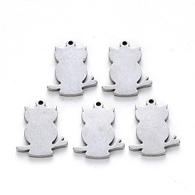 201 Stainless Steel Pendants, Laser Cut, Blank Stamping Tag, Owl