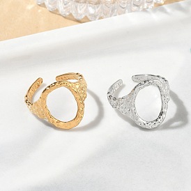 304 Stainless Steel Cuff Open Rings, Hollow, Oval