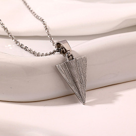 304 Colliers pendentifs en acier inoxydable en forme d'avion en papier, unisexes, sans ternissement