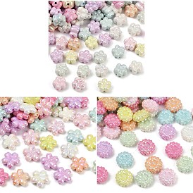 Непрозрачные акриловые бусины с УФ-покрытием, радужный, цветок