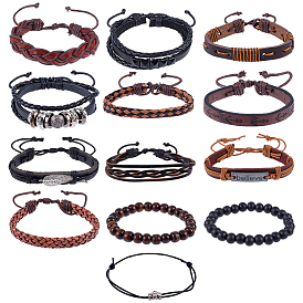 13 шт. 5 стили плетеные браслеты из искусственной кожи для женщин и мужчин
