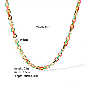 6мм 304 Женские ожерелья-цепочки из нержавеющей стали с цветной эмалью