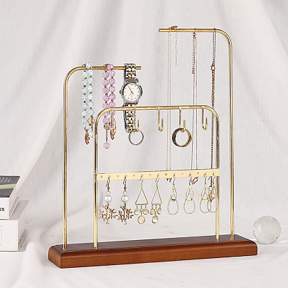 Présentoirs de bijoux en fer rectangle, support organisateur de bijoux en bois pour collier, affichage de bracelet, décorations pour la maison
