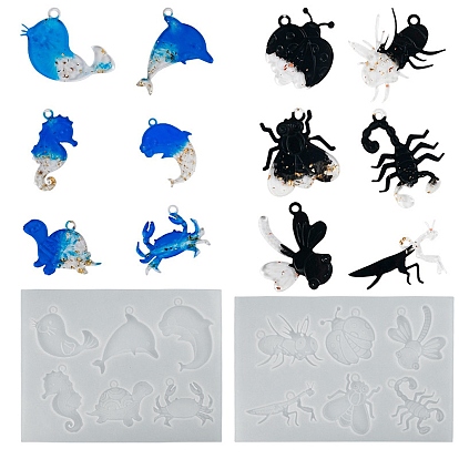 Pendentifs bricolage moules en silicone, moules de résine, pour la résine UV, fabrication de bijoux en résine époxy