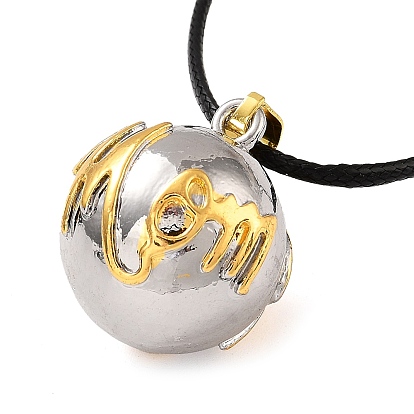 Alloy Pendants Necklace, Lute Ball with Word Mom