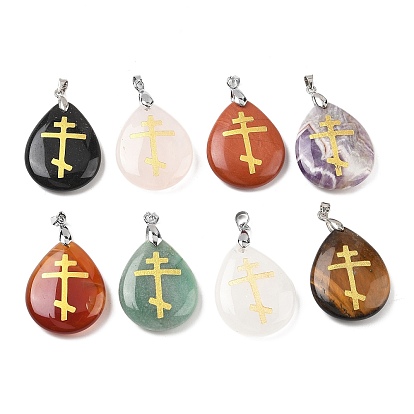 Природных драгоценных камней подвески, с реечной обшивкой латунными выводами, без кадмия и без свинца, подвеска в виде капли и креста