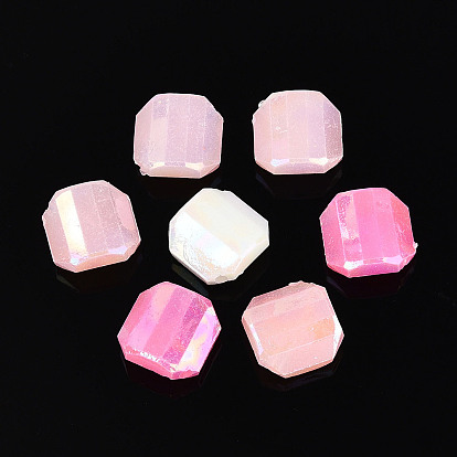 Пластиковые шарики, имитация желе, прямоугольные, с покрытием AB цвета, граненые