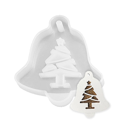 Christmas Theme DIY Bell with Tree Pendant Silicone Molds, Resin Casting Molds, for UV Resin & Epoxy Resin Jewelry Making