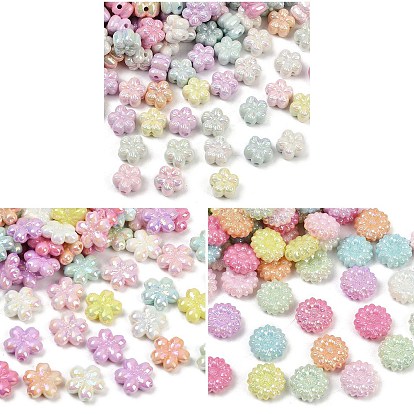 Непрозрачные акриловые бусины с УФ-покрытием, радужный, цветок