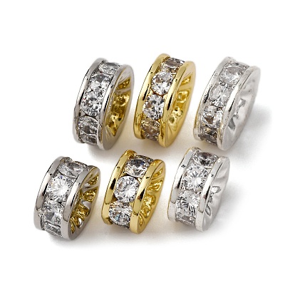 Латунные микро проложить кубического циркония бусы, круглые, стойки покрытие, долговечный, без свинца и без кадмия