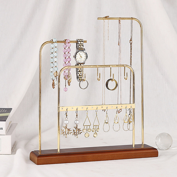 Présentoirs de bijoux en fer rectangle, support organisateur de bijoux en bois pour collier, affichage de bracelet, décorations pour la maison
