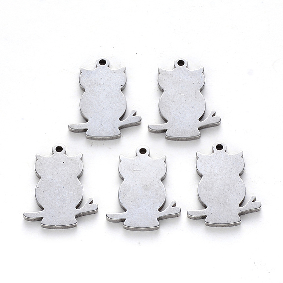 201 Stainless Steel Pendants, Laser Cut, Blank Stamping Tag, Owl