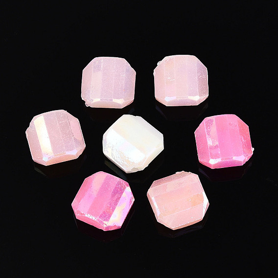 Пластиковые шарики, имитация желе, прямоугольные, с покрытием AB цвета, граненые