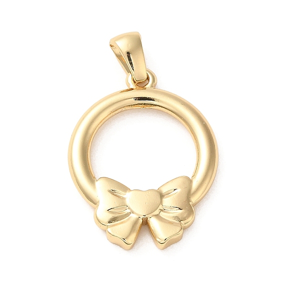 304 Edelstahl Anhänger, Ring mit Schleifenanhängern