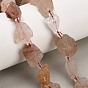Natural Hematoid Quartz/Ferruginous Quartz Beads Strands, Raw Rough, Nuggets, with Seed Beads