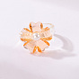 Transparent Resin Rings in Candy Colors with Minimalist Floral Design