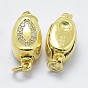 925 Sterling Silver Cubic Zirconia Box Clasps, with 925 Stamp, Oval