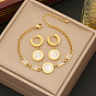 Chic Stainless Steel Shell Jewelry Set with Round Pendant Necklace - N1177