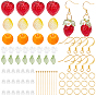 DIY Fruit Dangle Earring Making Kit, Including Strawberry Lampwork Beads, Orange Lemon Glass & Acrylic Charms, Brass Earring Hooks
