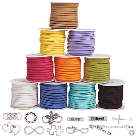 SUNNYCLUE DIY Ornament Accessories Making, with Faux Suede Cord, Ends With Extender Chain And Clasps, Alloy Link and Linking Ring