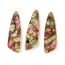 Окрашенный натуральный регалит / имперская яшма / подвески из яшмы с морскими осадками, крылатые прелести, с золотым металлом, инкрустированным