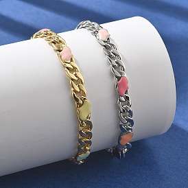 Браслеты из латунных эмалевых звеньев для женщин, без кадмия и без свинца, стойки покрытие