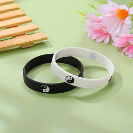 Tai Chi Skull Energy Bracelet - Black and White Sports Wristband for Fitness Tracking