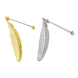Alloy Feather Pendant Bookmarks, Beadable Bookmarks