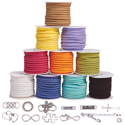 DIY Ornament Accessories Making, with Faux Suede Cord, Ends With Extender Chain And Clasps, Alloy Link and Linking Ring