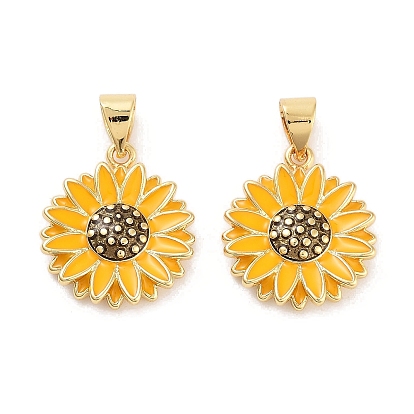 Подвески из латуни с эмалью в стойку, долговечный, без кадмия и без свинца, реальный 18 k позолоченный, цветочный шарм