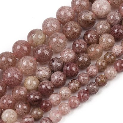 Природного кварца клубники нитей бисера, гладкий круглый