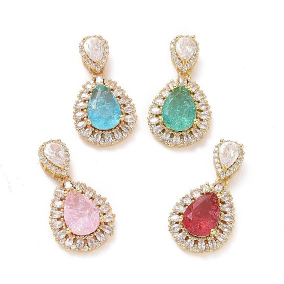 Латунные микро проложить кубического циркония подвески, без кадмия и без свинца, слезинки, золотые